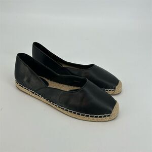 Eileen Fisher Women's Black Leather Slip On Espadrilles Size 9.5